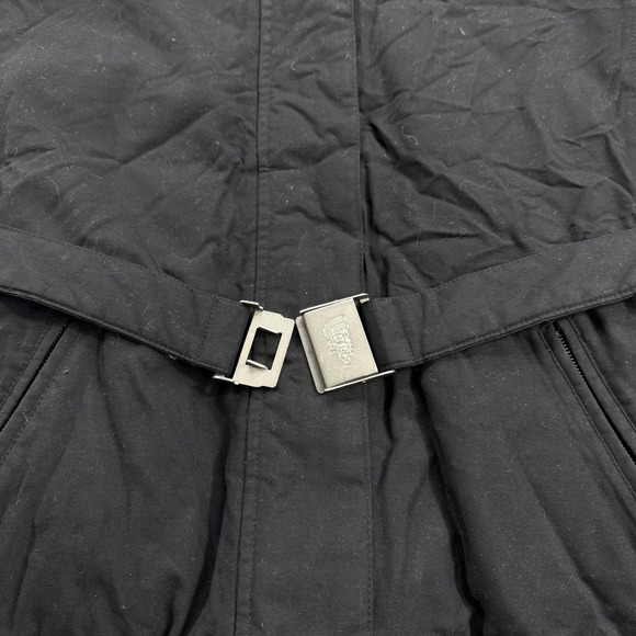 The North Face HyVent Jacket Womens Small Black Belted Faux Fur Hooded Parka - Picture 7 of 9